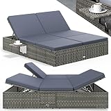 Casaria® Sonnenliege 2 Personen Doppelliege Klapptisch Wetterfest 7-Fach...