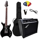 HEAVY METAL SET - ELEKTROGITARRE HEAVY SCHWARZ - VERSTÄRKER 45 WATT -...