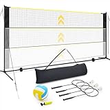 Vanku 17ft Volleyballnetz Mit Stangen, Badminton Netz Set Mit 4...