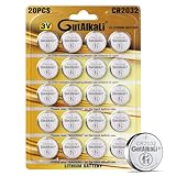 GutAlkaLi 20 Stück CR2032 3V Batterien CR 2032 Knopfzelle (Lithium...