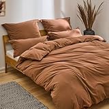 Blumtal Bettwäsche 135x200 Leinen Optik 2teilig mit Kissenbezug 80x80cm -...