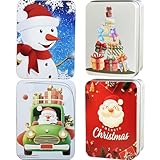 BTIYMU 4 Stück Keksdose Weihnachten Klein Eckig Set, Kleine Metalldosen...