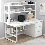 Computertisch aus Walnussholz, mit Stall und Bücherregal, industrieller...