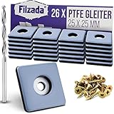 Filzada® 26x Teflongleiter zum Schrauben - 25 x 25 mm (eckig) -...