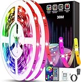 Tenmiro LED Strip 30m(15m×2), RGB LED Streifen Musik sync Selbstklebend...