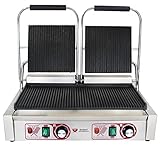Beeketal 'BKG7' Gastro Doppelt Kontaktgrill mit Gusseisen Grillpatten (oben...