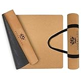 YOGALABS® Premium 2in1 Yoga-Matte Kork & Naturkautschuk inkl. Tragegurt...