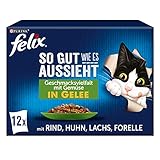 FELIX So gut wie es aussieht Katzenfutter nass in Gelee, Sorten-Mix, 6er...