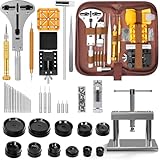 MFLABEL Uhrenwerkzeug Set + Uhrenpresse, 162-tlg Uhr Reparatur...