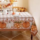 Romanstile Tischdecke Herbst 80x80 cm Abwaschbar mit Kürbismuster Orange...