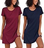 Ekouaer Nachthemd Damen Zweiteiliger Sleepshirt Kurzarm Nachthemden für...
