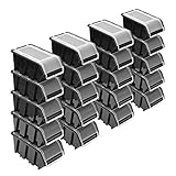 Stapelboxen Set – 20x Stapelbox mit Deckel 195x120x90 mm – Sichtbox...
