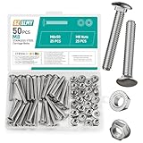 50 Stück Schlossschrauben M8 x 50mm, Edelstahl Torbandschrauben mit...