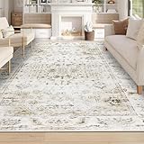 Homcomodar Teppich Wohnzimmer 160x230cm Teppich Beige Waschbarer Boho...