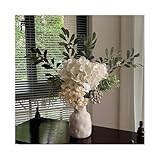 Xumh2024-3 Künstliche Blumen Blumenstrauß mit Vase Hortensien Grün...