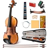 CAHAYA Massivholz Violine 4/4 Matt Handgefertigt: Geigen-Set für Anfänger...