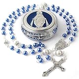 Calkkrer 6mm Glasperlen Rosenkranz mit 8mm Vaterunser-Perlen, Katholische...