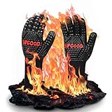 SPGOOD Grillhandschuhe hitzebeständig 800 Grad feuerfeste Handschuhe...
