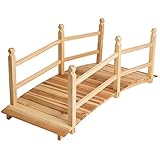 tectake 404379 Holzbrücke mit Geländer, begehbare Gartenbrücke, 137 x 58...