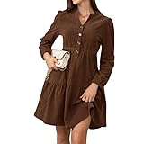 Alaster Queen Damen Herbstkleid Herbst Winter Kleid Langarm Volant...