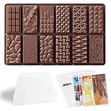 Schokoladenform Silikon, 12 Tafeln Schokoladentafel Tief Form mit Schaber...