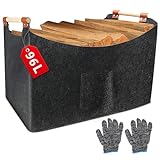 WJMY Kaminholzkorb Filz XXL(96L, 60x40x40cm), Holzkorb für Kaminholz...