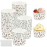 Kleemeiero 50 Stück Eisbecher aus Papier Mit 50 Stück Löffel 125ml...