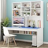 Blauer Computertisch mit Bücherregal für kleine Räume,...