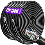 Soibke 100m Cat 6 Verlegekabel Outdoor Schwarz AWG23 FTP Geschirmt...