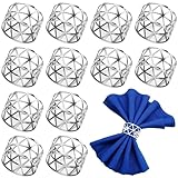 Serviettenringe Silber, 12pcs Stück Vintage AushöHlen Serviettenring...