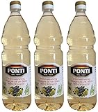 Weißweinessig PONTI (3 X 1000ml) in PET Flasche - Aceto di Vino Classico...