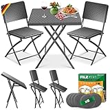KESSER® Bistroset 3-teilig Balkontisch mit 2 Stühlen | Balkonmöbel...
