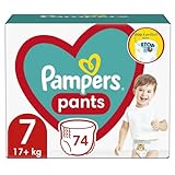 Pampers Pants Windelstiefel Größe 7, 74 Stück, 17kg+, mit Stop& Protect...