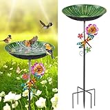 38In Metall Vogeltränke Vogelbad Stehend für Draußen Garten, Futter...