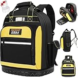 AIRAJ Werkzeugrucksack 43cm, Werkzeugrucksack mit Gummiboden, Robustes...