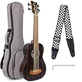 Aklot Elektroakustik Bass-Ukulele 30 Zoll Afrikanisches Blackwood UBass...