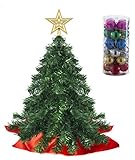 Prextex Weihnachtsbaum Künstlich 56cm, Mini Weihnachtsbaum Set für Tische...