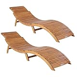 Casaria® Sonnenliege klappbar 2er Set Holz FSC®-Zertifiziert 320kg...