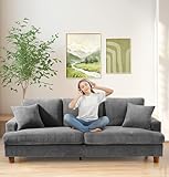 Kidirect Cord Sofa 3 Sitzer, 221CM Bequemes Couch 53CM Extra Tiefe Sitze,...