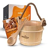 ALPENHAUCH Sauna Eimer mit Kelle [100% Naturholz] - Edler Saunakübel mit...
