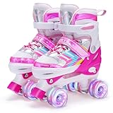 Kinder Rollschuhe für Mädchen Jungen Verstellbare, 8 Light Up Räder Quad...
