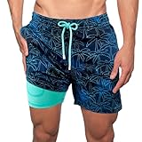 AUFIKR Badeshorts für Herren Herren Doppelschicht Beach Shorts mit...