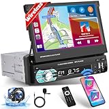 Hikity 1 Din Autoradio Wireless Carplay mit 7 Zoll Manuelle Ausfahrbarem...