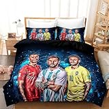 EXUFRW Fussball Bettwäsche 135x200 cm + Reißverschluss Kissenbezug 80×80...