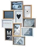 Kobolo Bilderrahmen-Collage - HEART- Holz - weiß natur - 10 Bilder - 59x47...