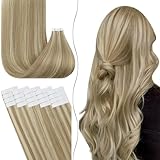 Fshine Tape in Extensions Echthaar 30cm 30g Haar Extensions Goldblond...