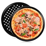 ZUNOXAZ 2 Stück Runde Pizzableche Perforierte Carbonstahl Backformen mit...