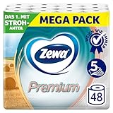 Zewa Premium Toilettenpapier mit Stroh 48 Stück, 6x8 Rollen, 5 Lagen,...