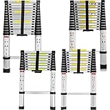 Teleskopleiter 2,6M/3,2M/3,8M/4,4M Rutschfester Aluleiter Schiebeleiter...