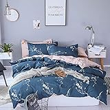 Boqingzhu Bettwäsche 135x200cm Blumen Blümchen Romantisch Blau Rosa...